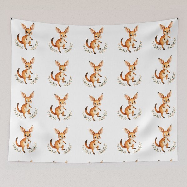 Item preview, Cute Baby Kangaroo Jumping With Floral Wreath designed and sold by Passionread.