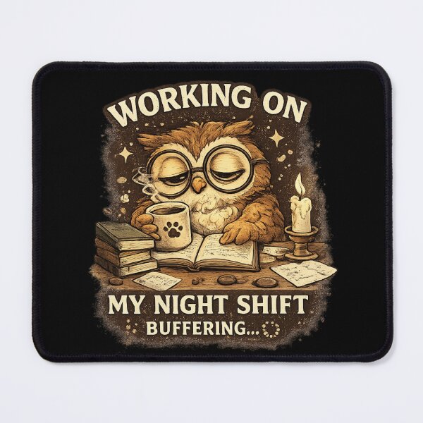 Item preview, Funny Night Shift Owl Working On My Night Shift Buffering designed and sold by Hobby-up.