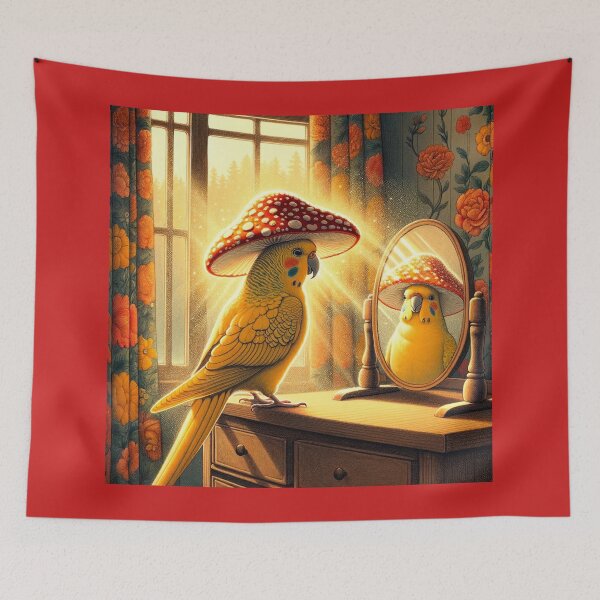 Item preview, Budgie Mucki and the Toadstool Hat designed and sold by LegademaArt.