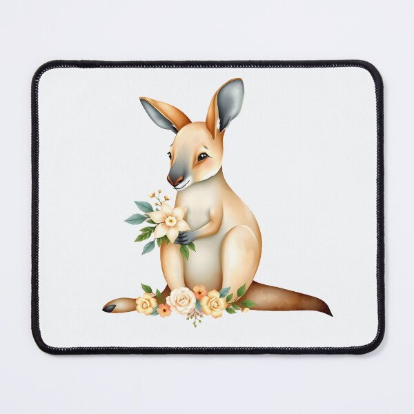 Item preview, Elegant Kangaroo With Peach Roses and Wildflowers designed and sold by Passionread.