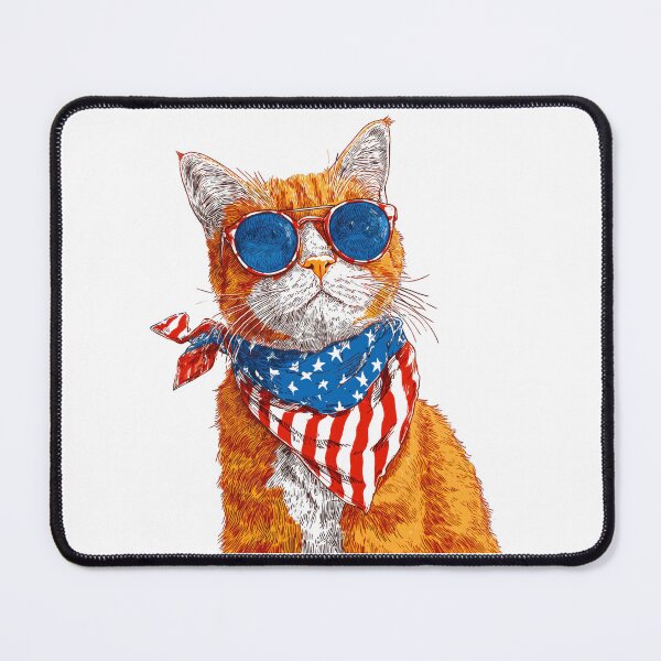 Item preview, Cool Orange Cat Wearing USA Bandana | Patriotic 4th of July Cat Design designed and sold by DadGenX.