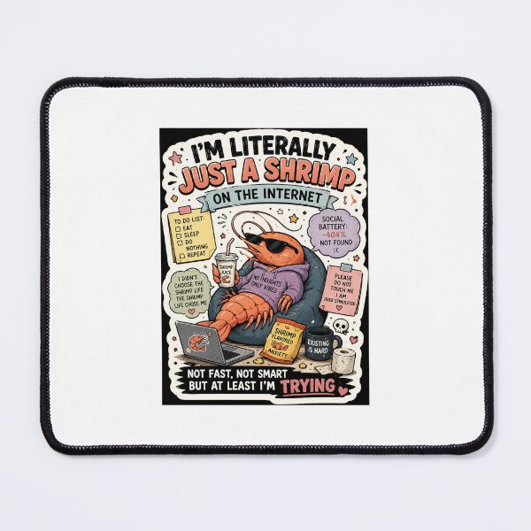 Item preview, Just A Shrimp On The Internet Meme Sticker | Funny Chaotic Shrimp Cartoon Design designed and sold by RohitPrints.