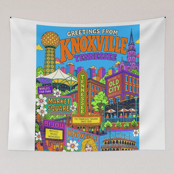 Item preview, Greetings from Knoxville Tennessee Retro Souvenir Poster designed and sold by Wornthinstudio.