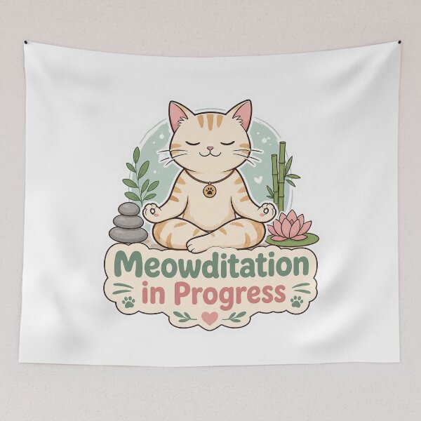 Item preview, Meowditation in Progress Funny Cat Design designed and sold by ArtsyExplorer.