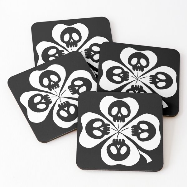 Item preview, White skulls and four-leaf clovers designed and sold by Lagueny.