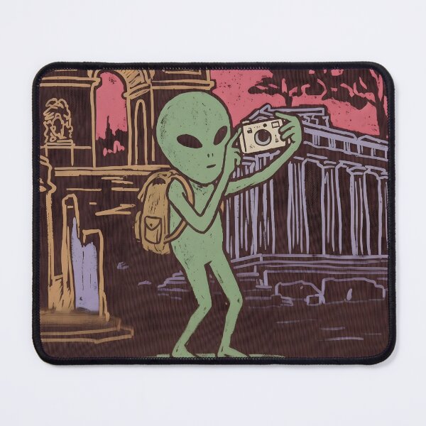 Item preview, Just A Traveler On This Beautiful Planet – Retro Alien Art designed and sold by HornbillDesign.
