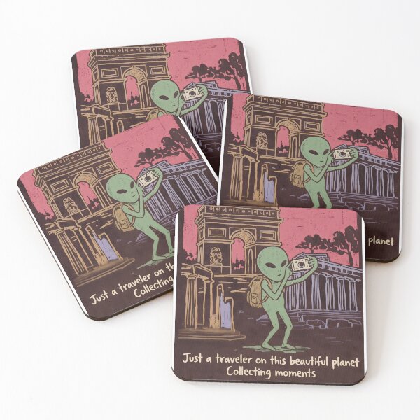 Item preview, Just A Traveler On This Beautiful Planet – Retro Alien Art designed and sold by HornbillDesign.