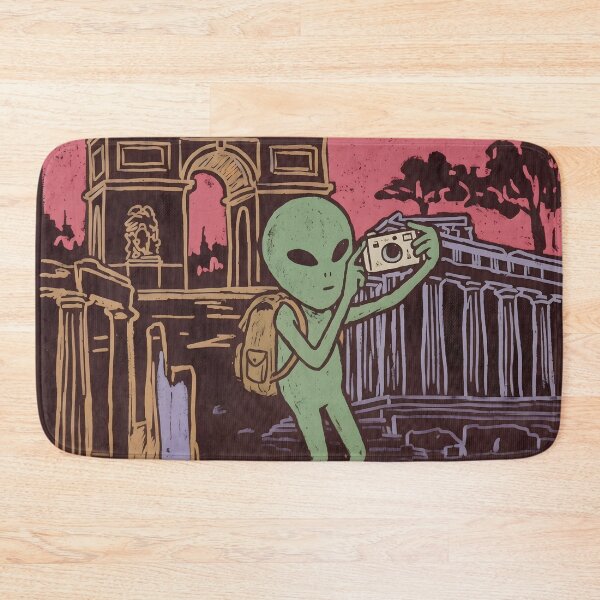Item preview, Just A Traveler On This Beautiful Planet – Retro Alien Art designed and sold by HornbillDesign.