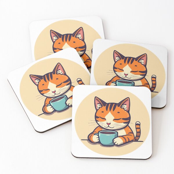 Item preview, Cute Orange Cat Drinking Coffee T-Shirt | Adorable Tabby Kitty Cafe Gift designed and sold by BeanNTee.