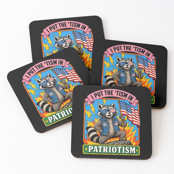 Item preview, I Put The Tism In Patriotism Red White and Feral and Free Raccoon designed and sold by DesignsByAnett.