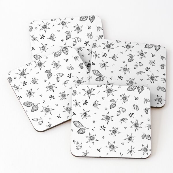 Item preview, Vintage 70's Inspired Floral Pattern - Black on White designed and sold by Hide&Quill.