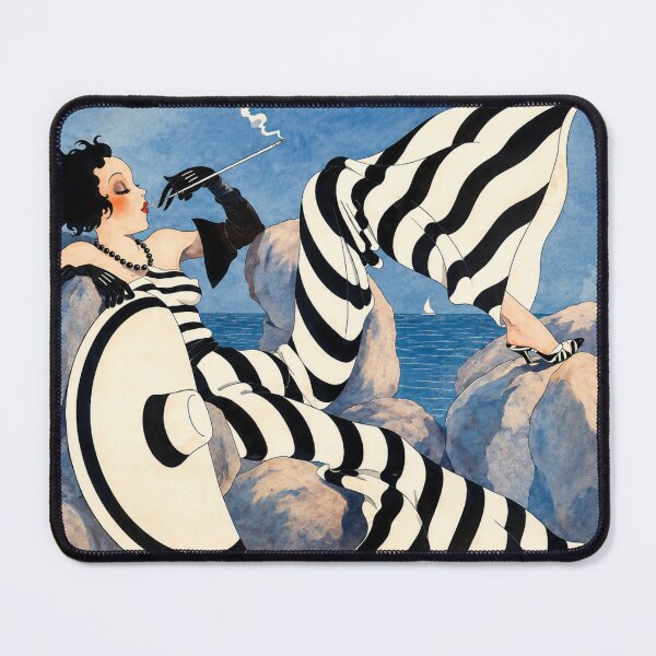 Item preview, French Art Deco Fashion Art by Lavoie - Vintage Art Deco Seaside Fashion Illustration for Retro Glamour Lovers designed and sold by RickE.