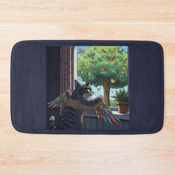 Item preview, Funny Evil Cat with Wings Eyeing Birds designed and sold by Horningamere.