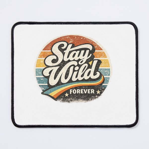 Item preview, Stay Wild Forever Retro Vintage Sunset Typography T-Shirt Design designed and sold by RelateAndTee.