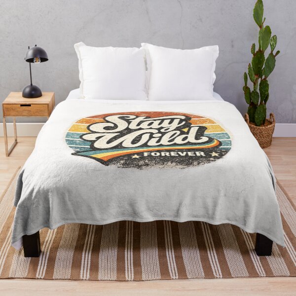 Item preview, Stay Wild Forever Retro Vintage Sunset Typography T-Shirt Design designed and sold by RelateAndTee.