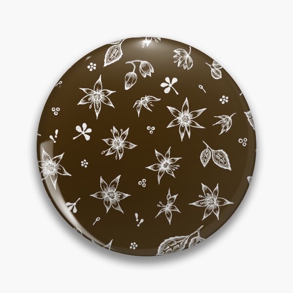 Item preview, Vintage 70's Inspired Floral Pattern - White on Brown designed and sold by Hide&Quill.