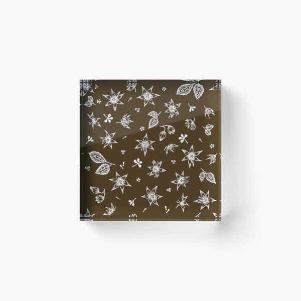 Item preview, Vintage 70's Inspired Floral Pattern - White on Brown designed and sold by Hide&Quill.