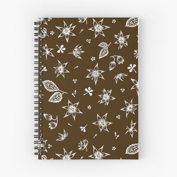 Item preview, Vintage 70's Inspired Floral Pattern - White on Brown designed and sold by Hide&Quill.