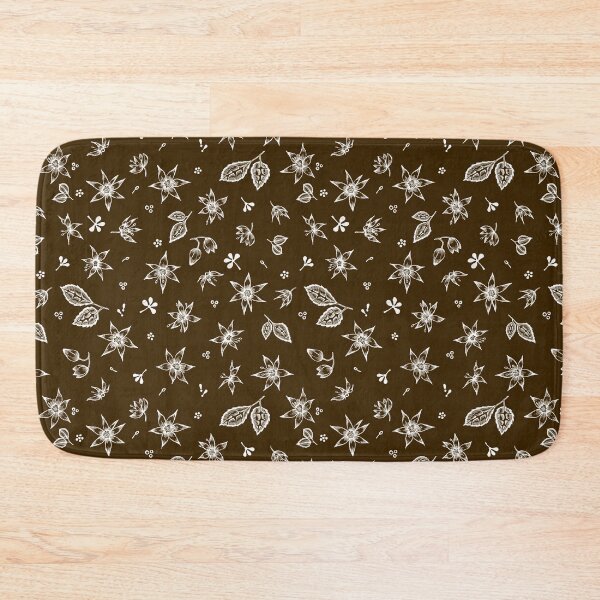 Item preview, Vintage 70's Inspired Floral Pattern - White on Brown designed and sold by Hide&Quill.