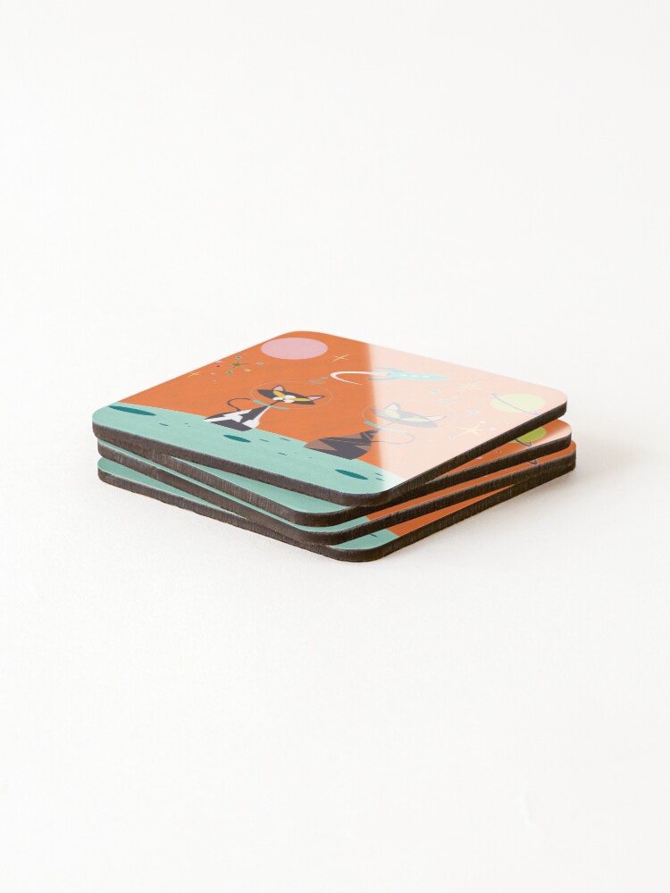 Thumbnail 4 of 5, Coasters (Set of 4), Space Cats! designed and sold by DWO2.