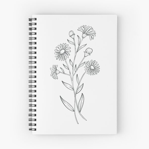 Item preview, Aster September Birth Flower Pretty Line Drawing designed and sold by winterpumpkin.
