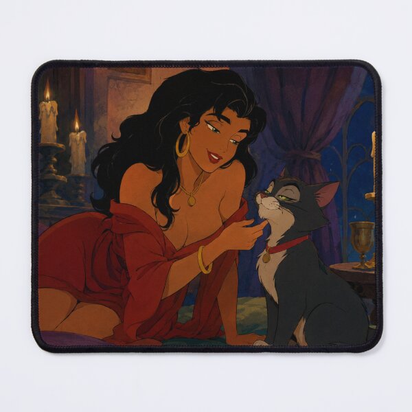 Item preview, Midnight Gypsy & Her Cat – Romantic Gothic art designed and sold by Hollow Moon Studios..