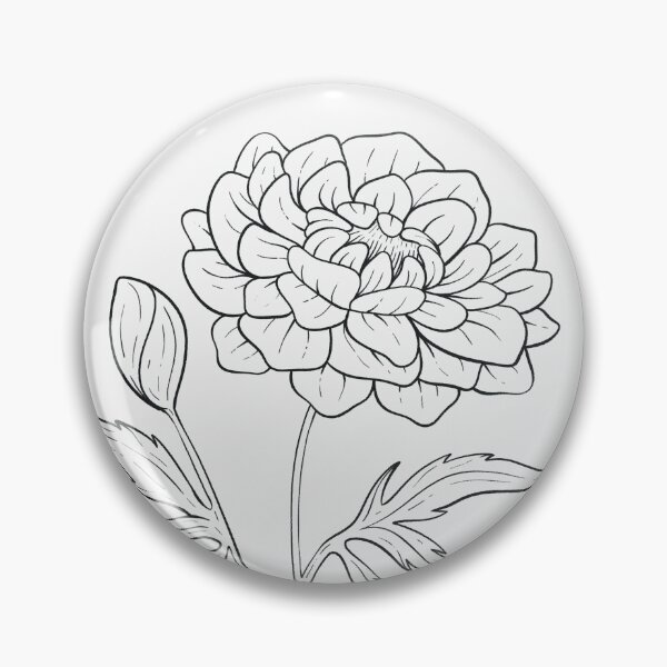 Item preview, Marigold October Birth Flower Pretty Line Drawing designed and sold by winterpumpkin.