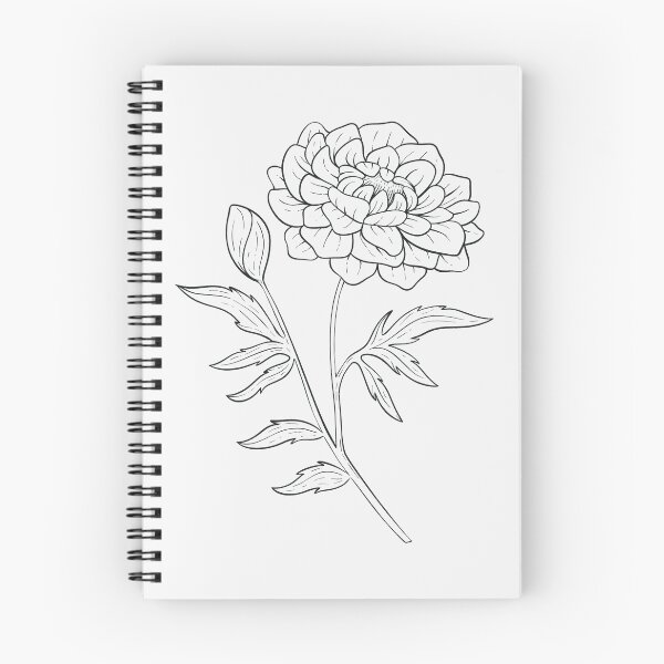 Item preview, Marigold October Birth Flower Pretty Line Drawing designed and sold by winterpumpkin.