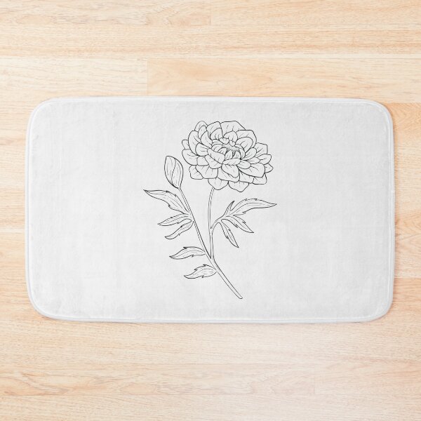 Item preview, Marigold October Birth Flower Pretty Line Drawing designed and sold by winterpumpkin.