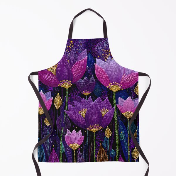 Item preview, Aboriginal Inspired Dot Art - Midnight Decorative Purple Blooming Flowers designed and sold by GrinGalore.