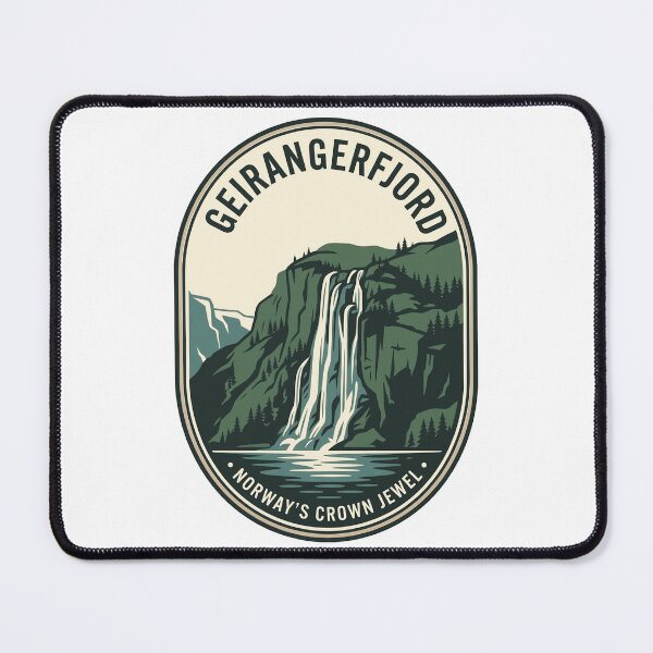 Item preview, Geirangerfjord Norway Vintage Waterfall Nature Travel Badge designed and sold by k3rstman1.