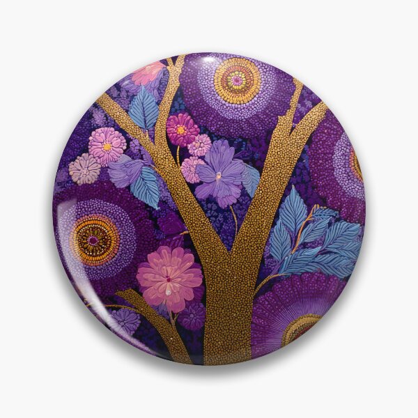 Item preview, Aboriginal Inspired Dot Art - Midnight Decorative Purple Blooming Tree designed and sold by GrinGalore.