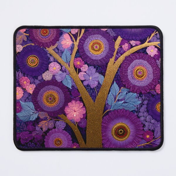 Item preview, Aboriginal Inspired Dot Art - Midnight Decorative Purple Blooming Tree designed and sold by GrinGalore.