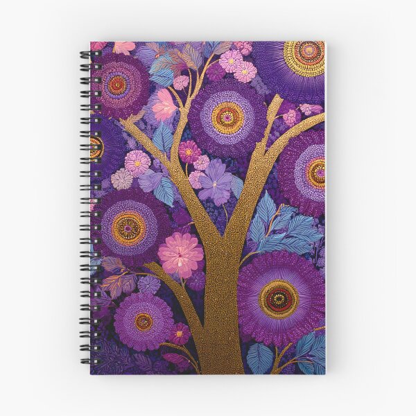 Item preview, Aboriginal Inspired Dot Art - Midnight Decorative Purple Blooming Tree designed and sold by GrinGalore.