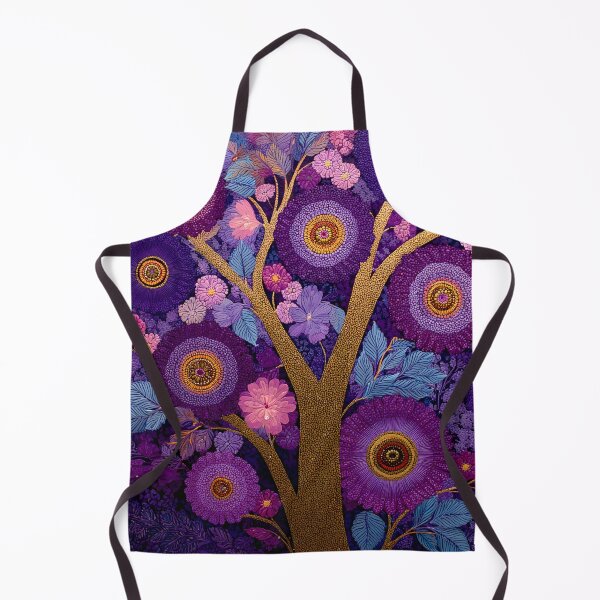 Item preview, Aboriginal Inspired Dot Art - Midnight Decorative Purple Blooming Tree designed and sold by GrinGalore.