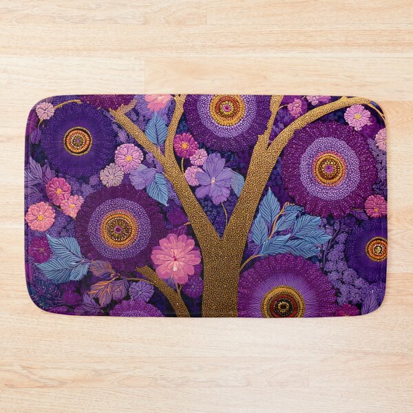 Item preview, Aboriginal Inspired Dot Art - Midnight Decorative Purple Blooming Tree designed and sold by GrinGalore.