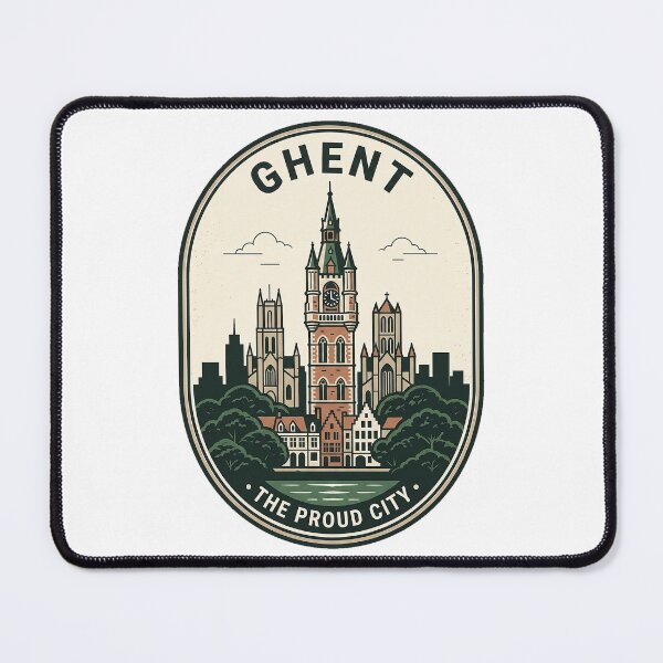 Item preview, Vintage Ghent Belgium Belfry Travel Badge Skyline designed and sold by k3rstman1.