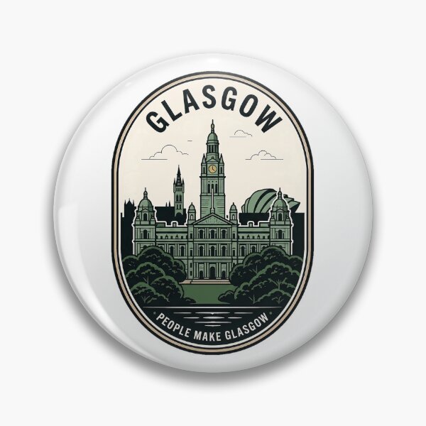 Item preview, Vintage Glasgow Scotland City Chambers Skyline Badge designed and sold by k3rstman1.