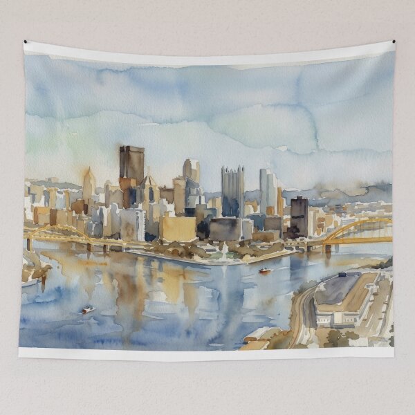Item preview, Pittsburgh Skyline Watercolor designed and sold by caracatita75.