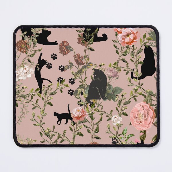 Item preview, Black Cats Floral Cottagecore Pattern | Vintage Aesthetic Cat Lover Gift 3 designed and sold by Asmaa Abdul-Azim.