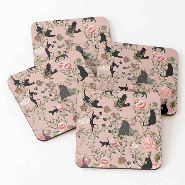 Item preview, Black Cats Floral Cottagecore Pattern | Vintage Aesthetic Cat Lover Gift 3 designed and sold by Asmaa Abdul-Azim.