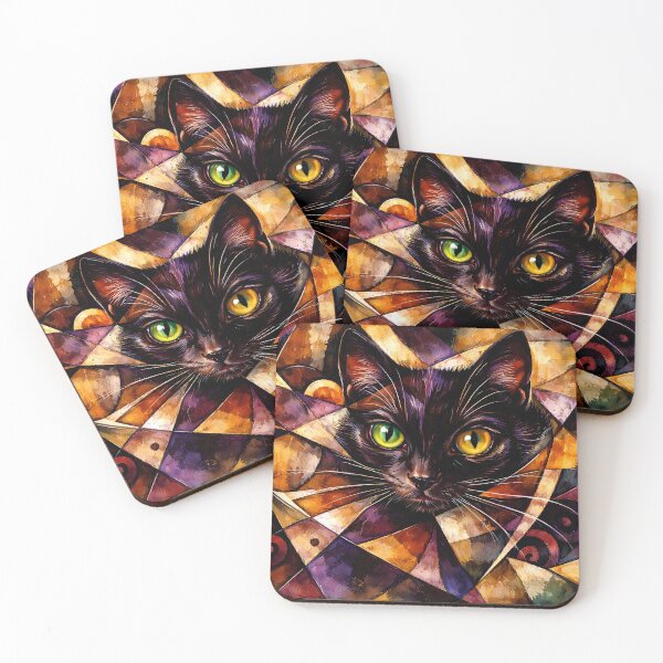 Item preview, Geometric Cat with Colorful Eyes designed and sold by cuprum.
