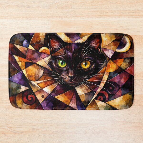 Item preview, Geometric Cat with Colorful Eyes designed and sold by cuprum.