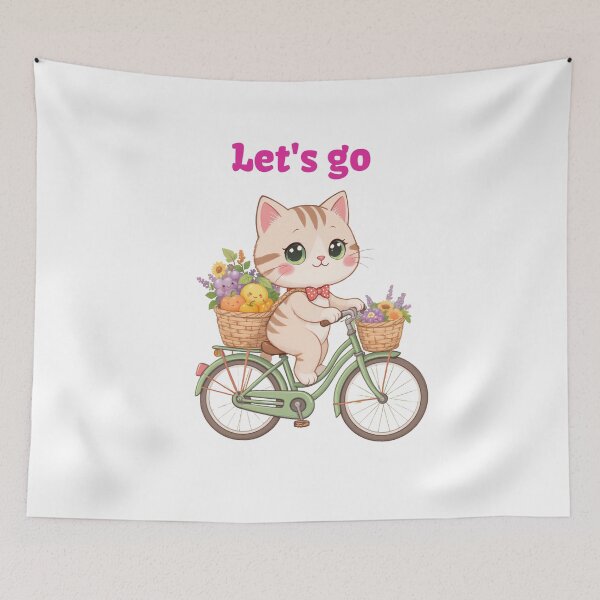Item preview, Let's Go Cute Cat on Bicycle designed and sold by OneCklick.