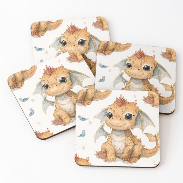 Item preview, Freckled Dragon — Cute Baby Dragon with Blue Birds Watercolor Pattern designed and sold by Mripa.