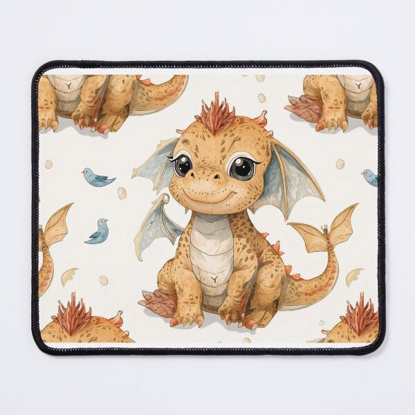 Item preview, Freckled Dragon — Cute Baby Dragon with Blue Birds Watercolor Pattern designed and sold by Mripa.
