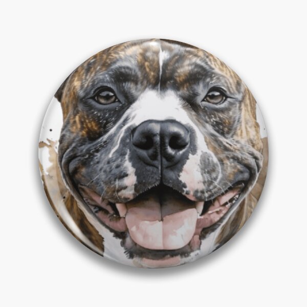 Item preview, Watercolor Brindle Pitbull Smiling Dog Lover Gift designed and sold by Uniqueauraaprints.