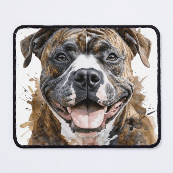 Item preview, Watercolor Brindle Pitbull Smiling Dog Lover Gift designed and sold by Uniqueauraaprints.