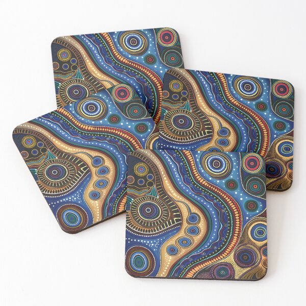 Item preview, Aboriginal Inspired Dot Art - Abstract Water Pathways designed and sold by GrinGalore.