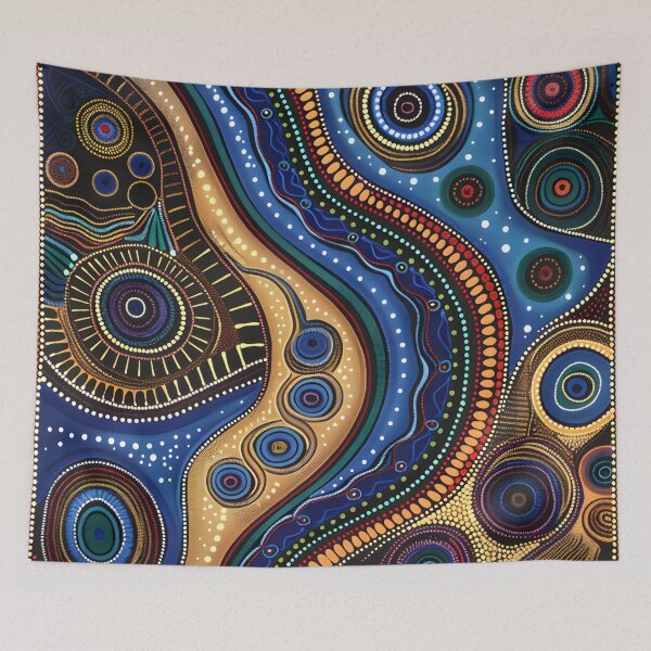 Item preview, Aboriginal Inspired Dot Art - Abstract Water Pathways designed and sold by GrinGalore.